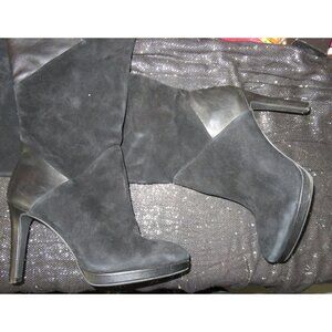 Antonia Melani Mixed Italian Suede and Leather Heeled Knee Boots size 10